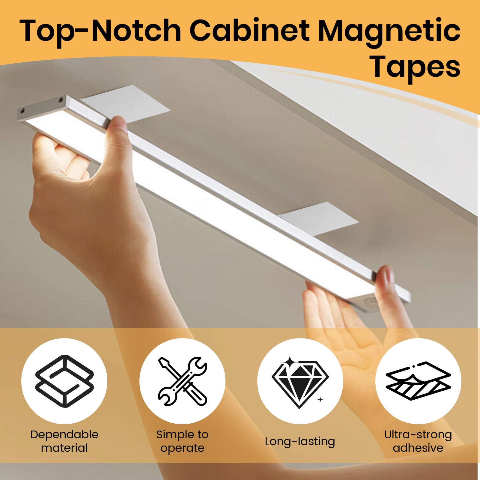 12 Pack Under Cabinet Light Metal Adhesive Strips for Magnetic LED Lights, Replacement Iron Plates Sticky Mounting Brackets for Closet Kitchen Wardrobe Counter Lighting Holders (Not Magnetic) — Amazon image 5