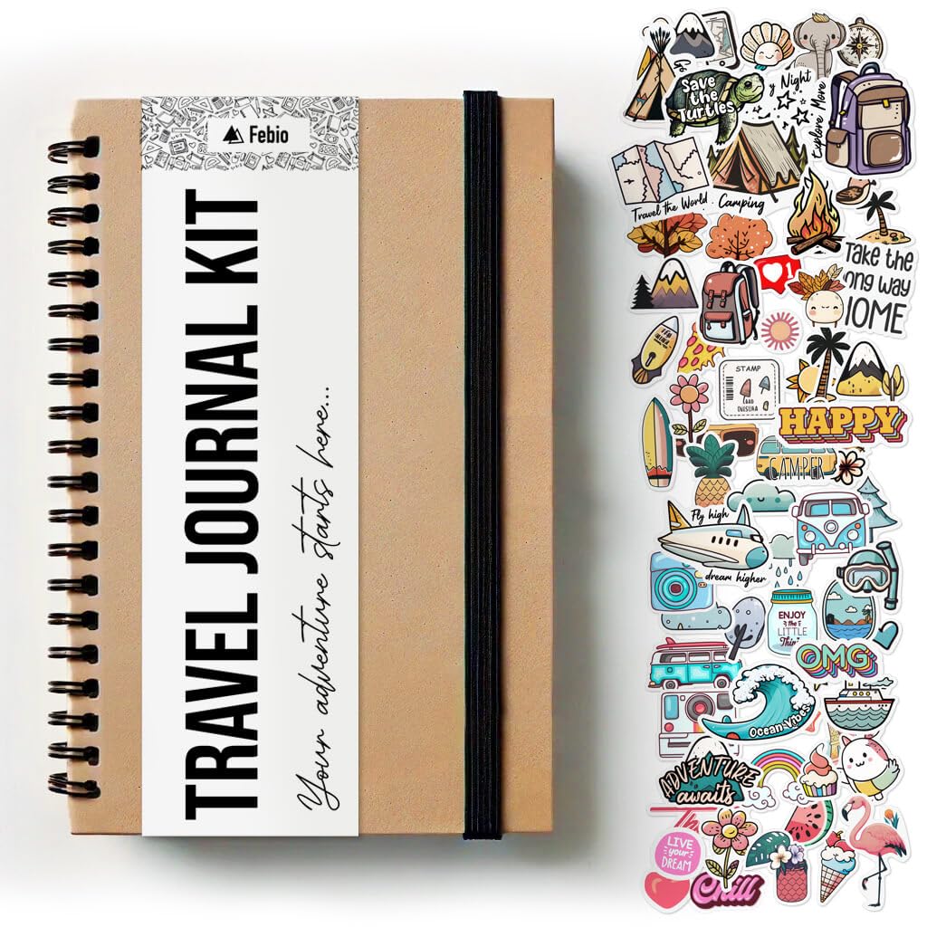 Febio Personalised Travel Journal Scrapbook - Travel Diary Gift for Men Traveller and Gifts for Women Traveller