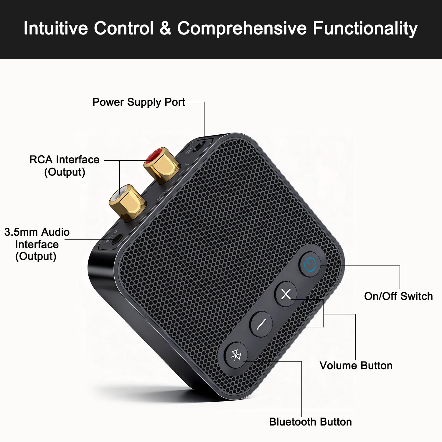 Receptor Bluetooth 6.0 para estéreo doméstico, adaptador de audio Bluetooth para altavoces estéreo antiguos/altavoces con cable/sistema de sonido de transmisión de música con RCA/AUX de largo alcance