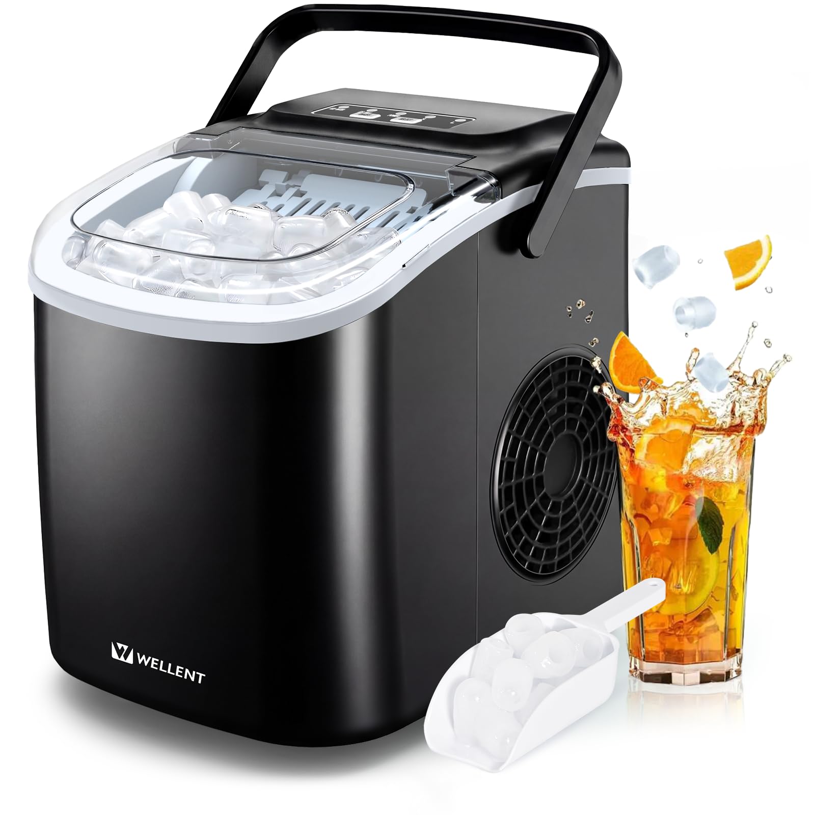 WELLENT Machine à Glaçons de Comptoir, 8 Glaçons en 6 Min., Capacité 12KG/24H, 2 Tailles, Machine à Glacon Portable avec Auto-Nettoyage, Idéale Maison, Cuisine, Bureau, Bar - 2