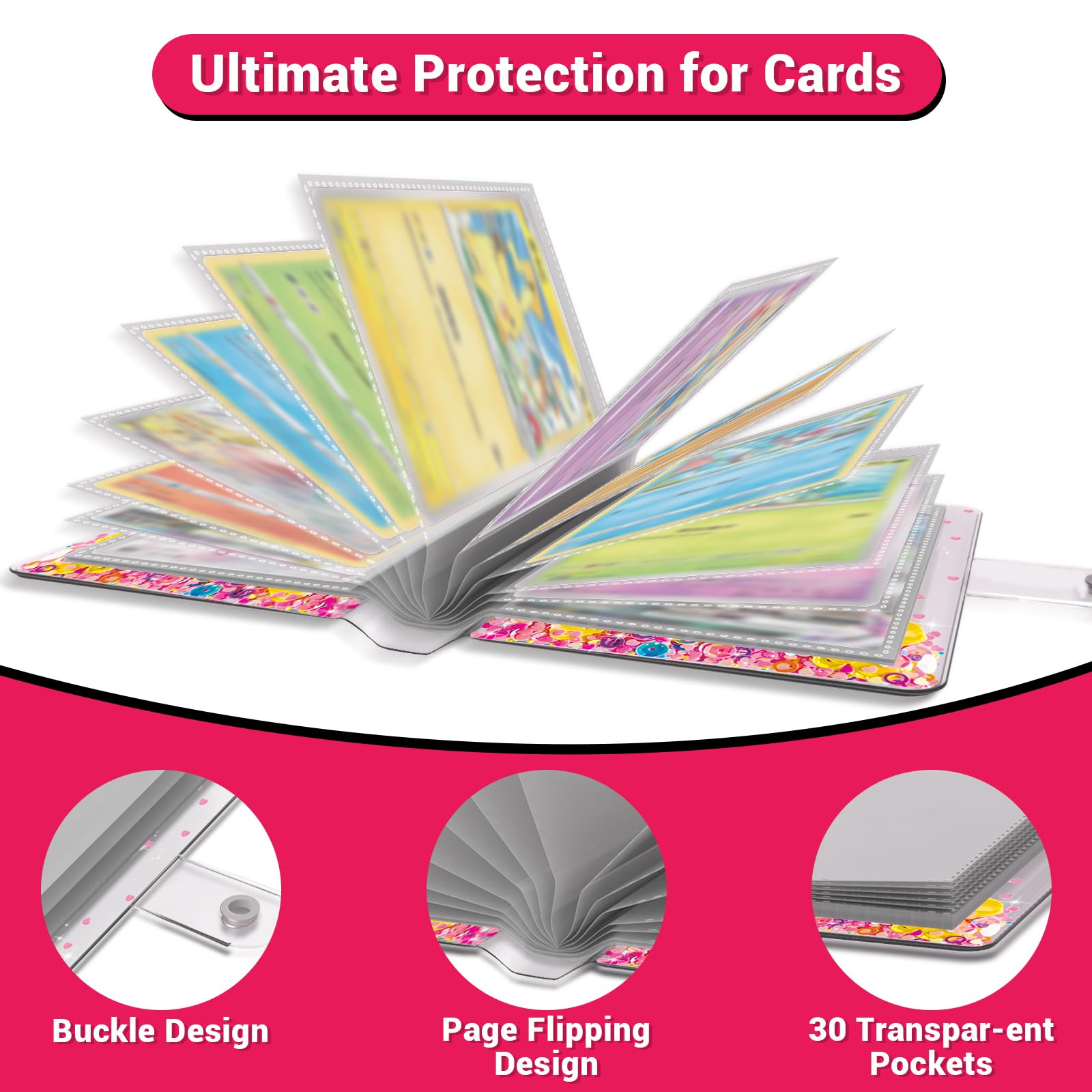 pink binder for pokemon cards 4-Pocket Exo-Tec® Zip Binder Just Pink main image 1