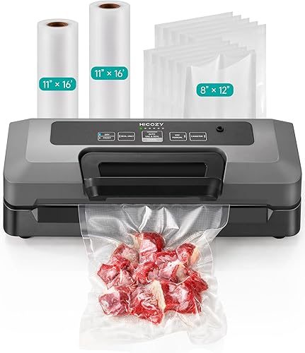 HiCOZY Sellador al vacío para alimentos, potente sellador térmico de alimentos, seco húmedo 7-1 múltiples modos automáticos, mango de fácil bloqueo,