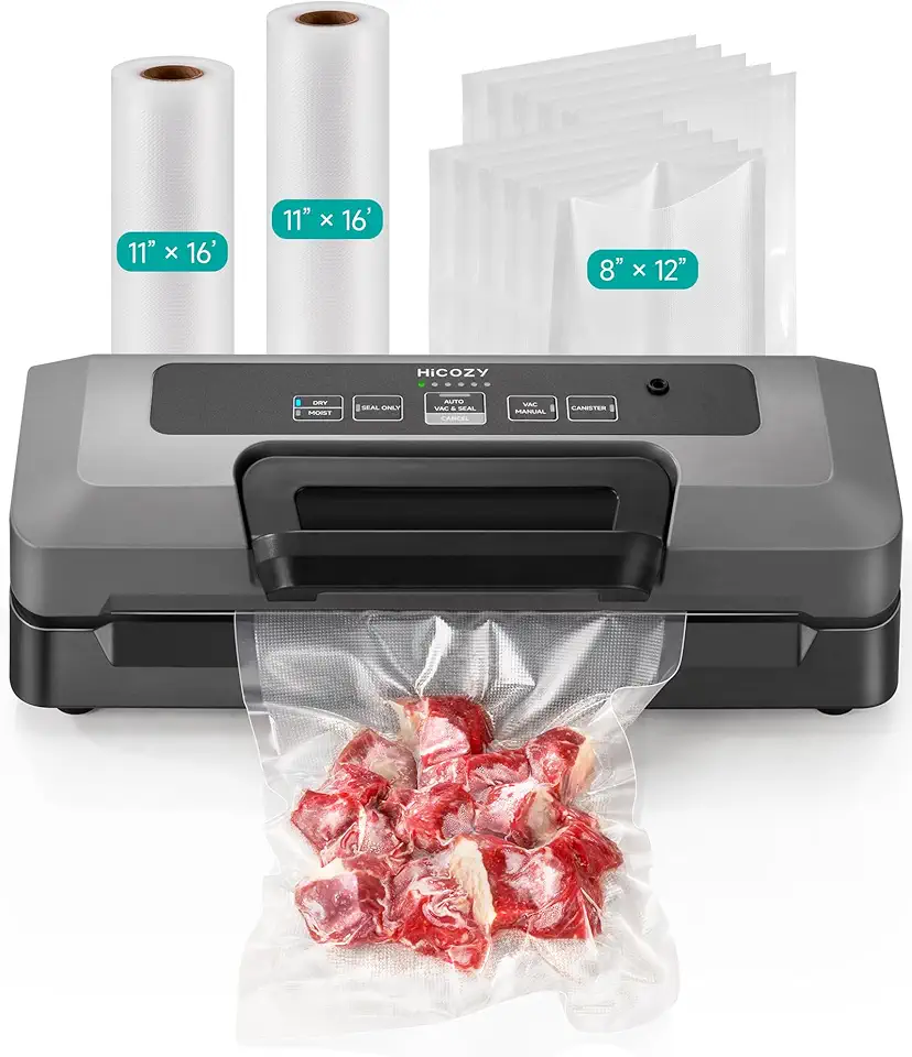 Hicozy Seladora A Vácuo Hicozy, Máquina Seladora A Vácuo Para Alimentos, Seladora De Alimentos, 85 Kpa (25,1 Hg), Design Totalmente Automático Com Trava De Alça, Cortador Integrado, Design Compacto