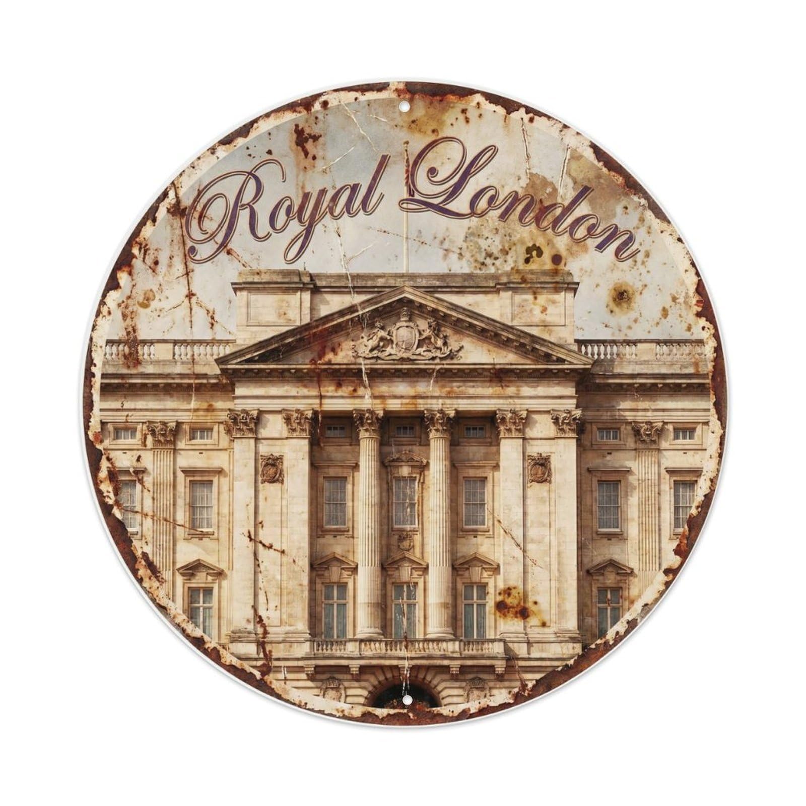 Fqcyn Style Vintage Travel Britain Palace Architecture Metal Tin Sign