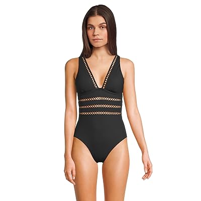 BECCA Modern Edge Rib Toni Plunge One Piece Women