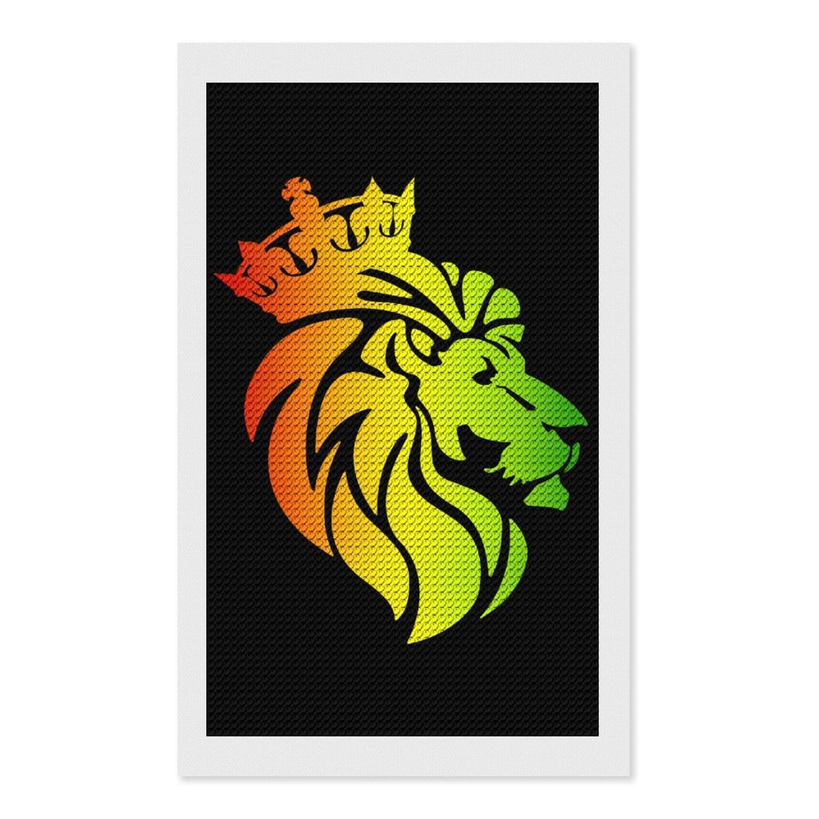 Nclqvjxzkhw Style Rasta Lion Crown Cool Diamond Art Painting For Adult Round Diamonds Pictures Arts Crafts Home Wall Decor 12"X20"