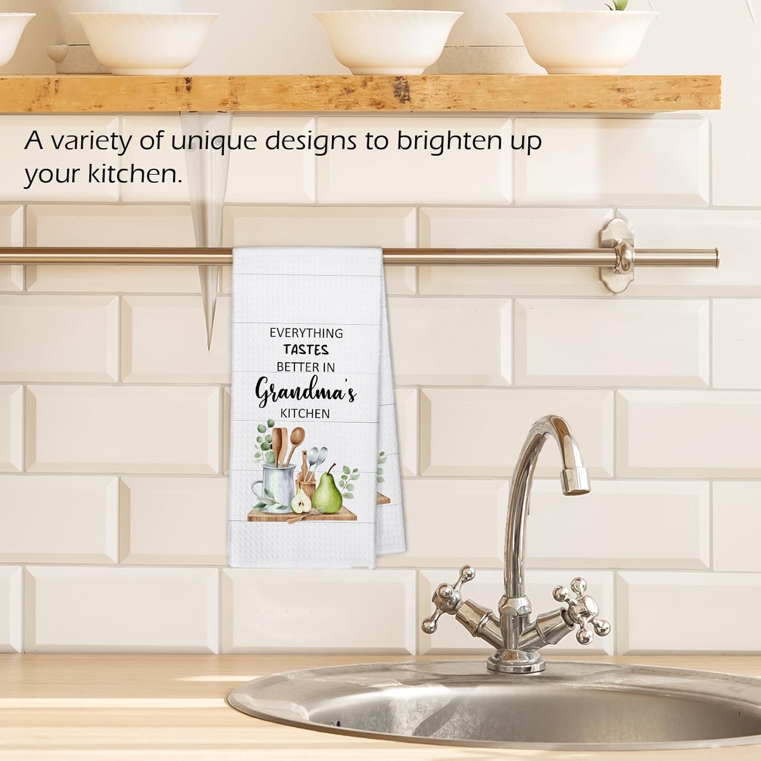 Grandma Gifts Kitchen Towels, Great Grandma Gifts Dish Hand Tea Towels, Mothers Day Grandmas Gifts from Grandkids Granddaughter Decorative Towel for Bathroom Kitchen,16x24 - Image 2