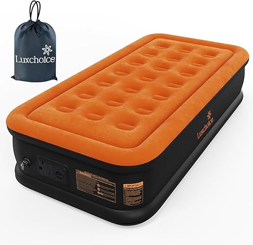 Colchón de aire individual con bomba integrada, colchón inflable de 16 pulgadas, 3 minutos de autoinflado rápido, impermeable, colchón de doble