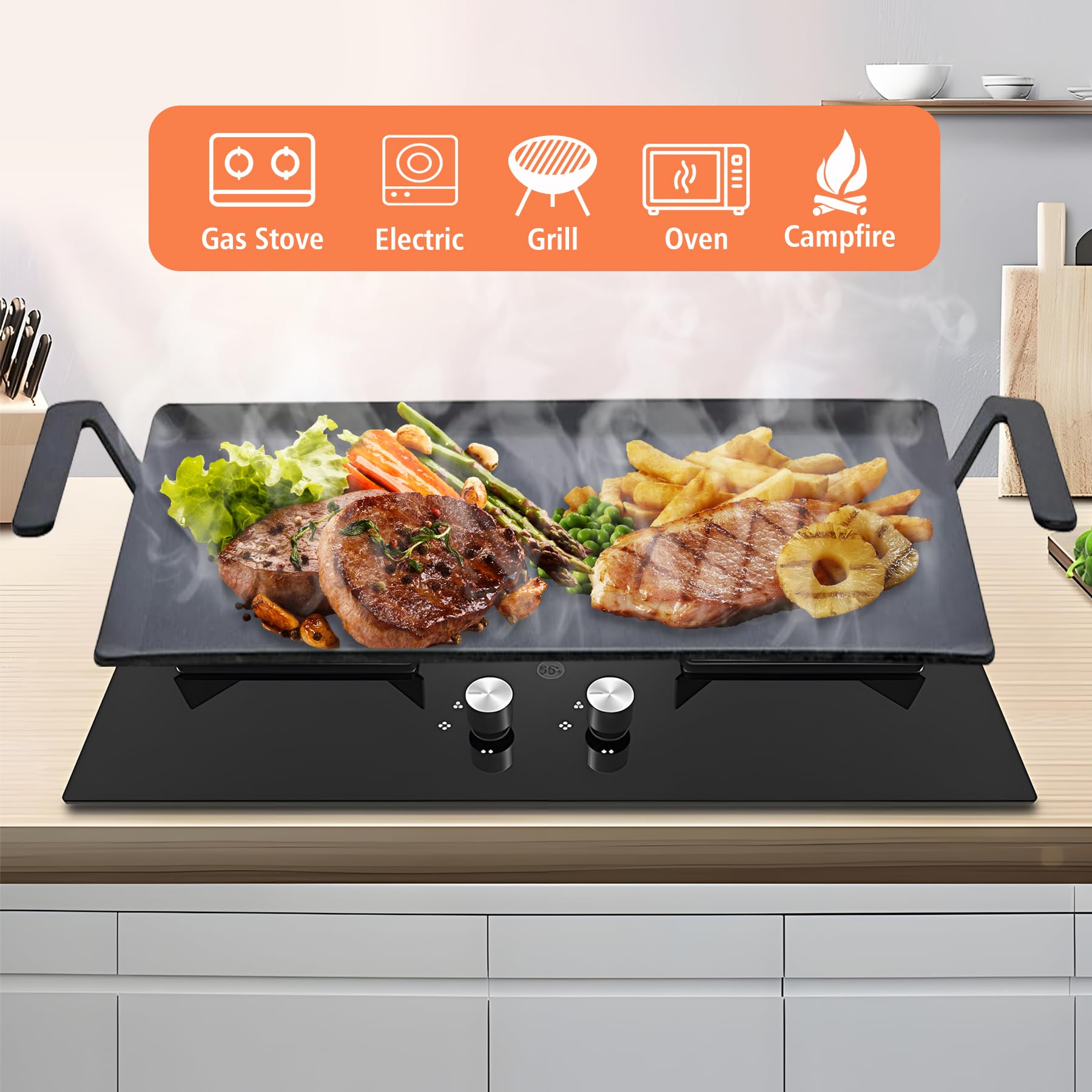 Plancha de acero al carbono – Plancha de cocina grande de alta calidad – Reemplazo profesional de utensilios de cocina para utensilios de cocina fabricados – 24 pulgadas x 10.5 pulgadas 5