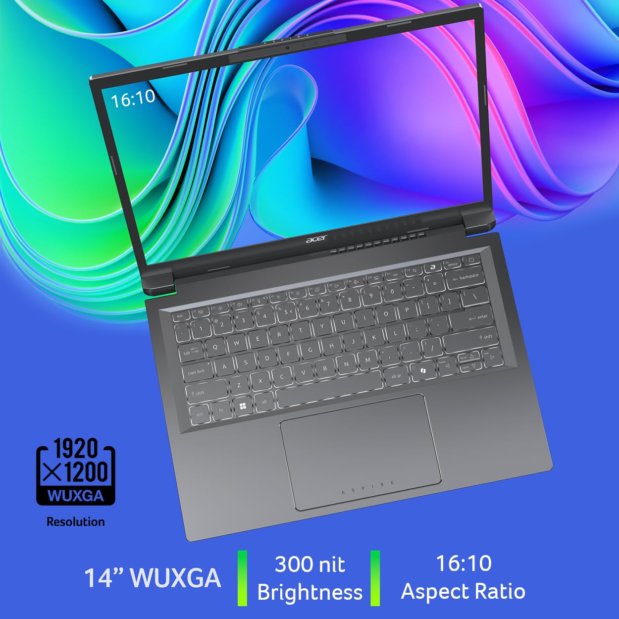 Acer Aspire 14 AI Copilot+ PC | 14" WUXGA Display | Intel Core Ultra 5 Processor 226V | NPU: Up to 40 Tops - GPU: Up to 53 Tops | Intel ARC 130V | 16GB LPDDR5X | 512GB SSD | Wi-Fi 6E | A14-52M-51S1