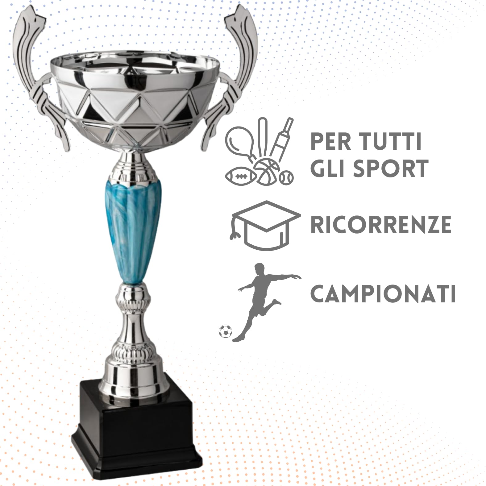 Coppa Trofeo Personalizzabile Grande in Metallo Varie Misure Calcio, Fantacalcio, Tennis, Padel, Basket Premiazioni Sportive ed Eventi con Targhetta Personalizzata cod 8.651
