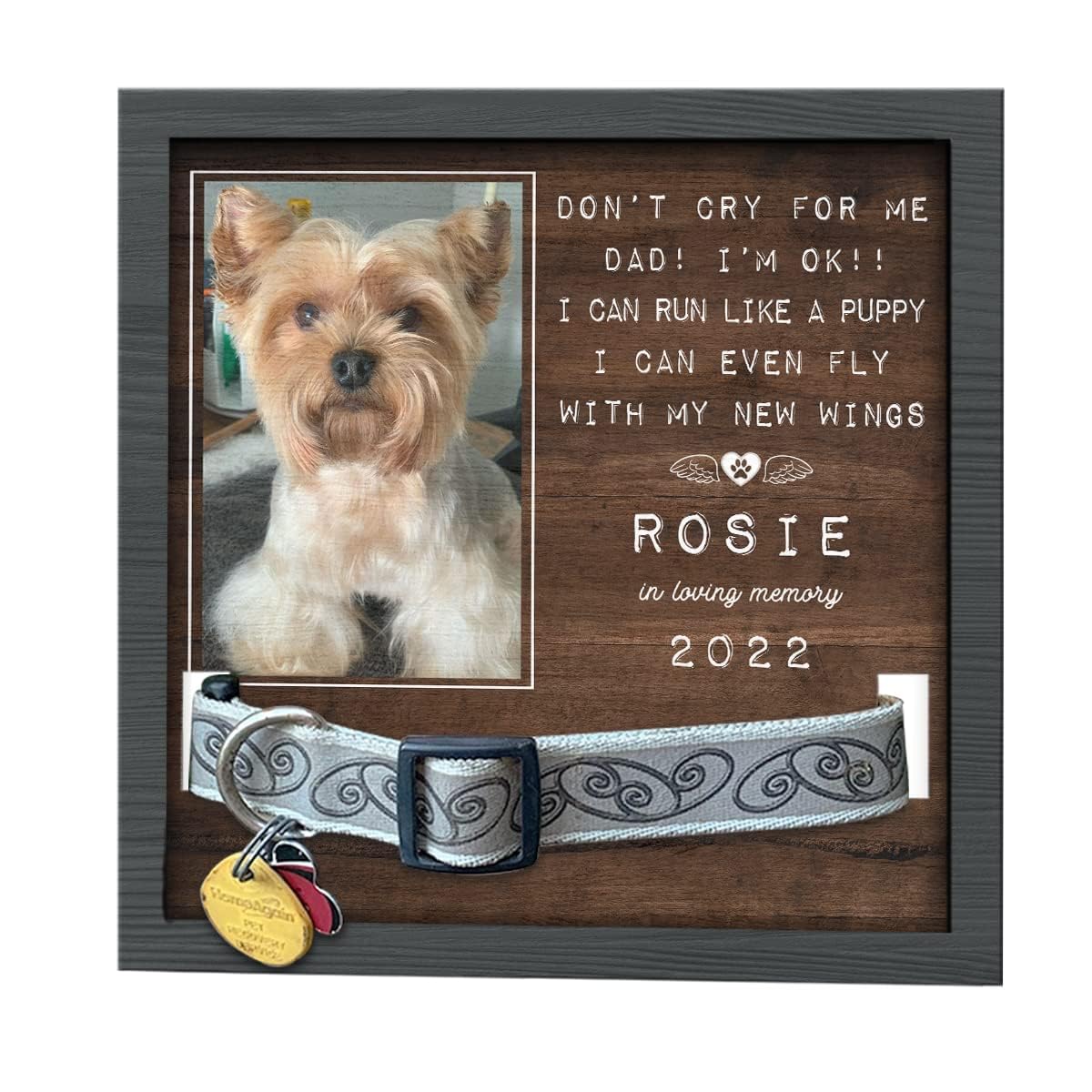 Glad Gua Dog Memorial Gifts for Loss of Dog - Personalized Memorial Pet Loss Sign (9x9) Pet Memorial Gifts for Dogs, Dog Memorial Picture Frame, Dog Sympathy Gifts