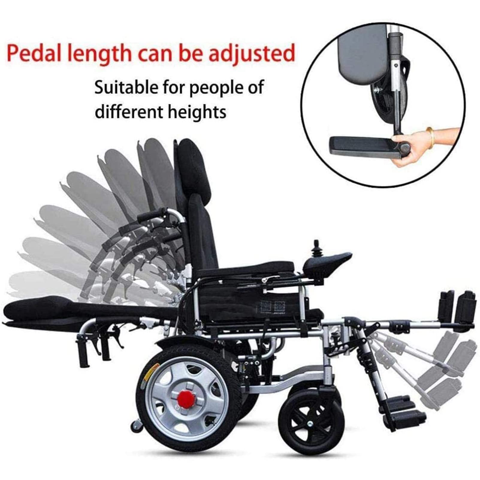 Silla De Ruedas Eléctrica Plegable, Silla De Ruedas Eléctrica De Movilidad Portátil con Respaldo Reclinable, Reposacabezas Ajustable, para Discapacitados Y Ancianos