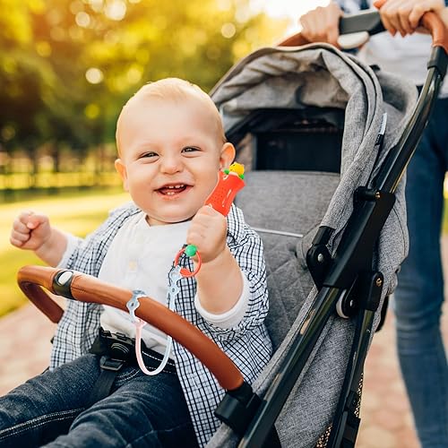 Miniatura 3 de Correas de juguete para bebé, 2 clips de silicona para chupete, soporte para biberón manos libres, correas ajustables y elásticas para cochecitos,