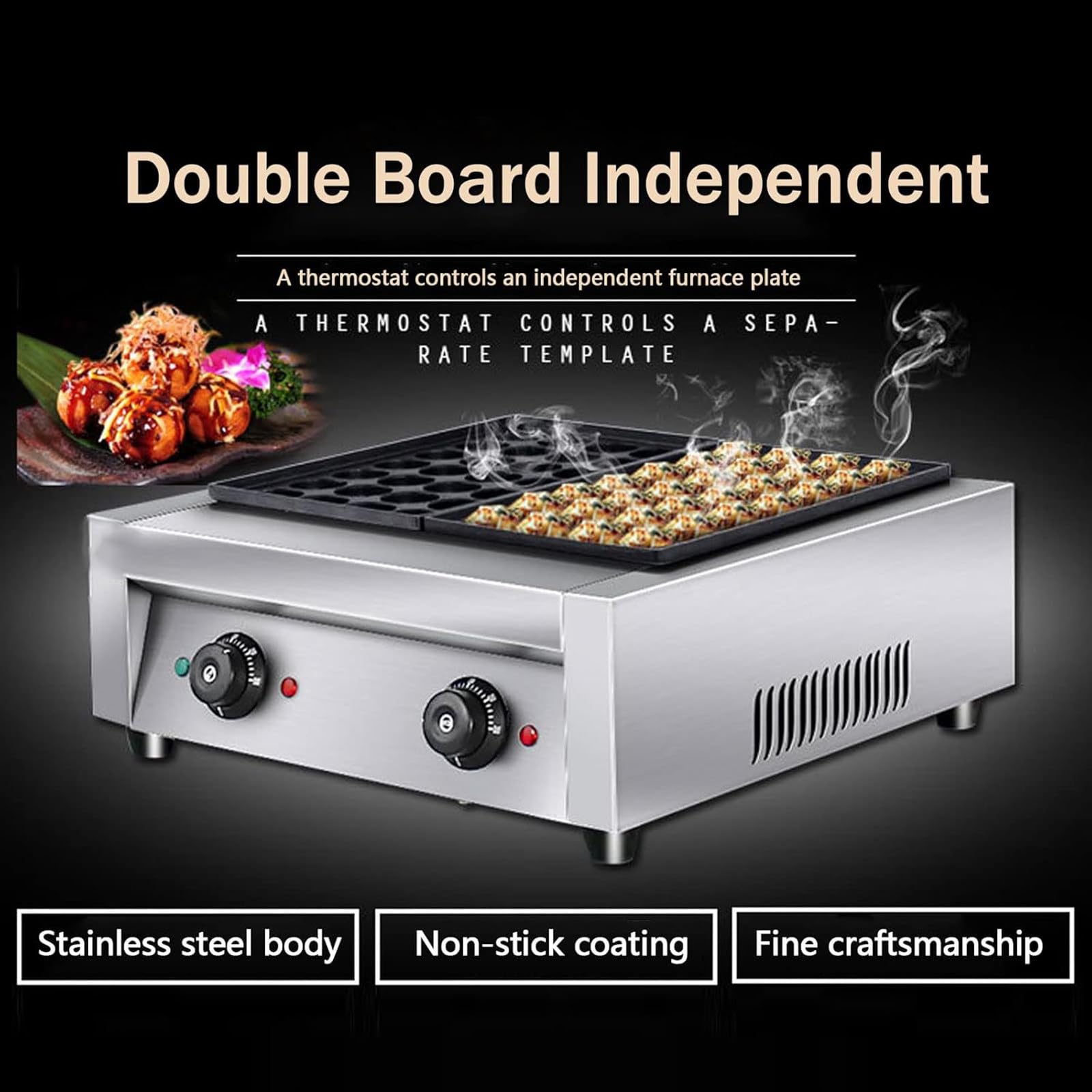 Máquina Takoyaki Eléctrica de 56 Hoyos Electric Octopus Fish Ball Griller Maker Máquina de Bolas de Pulpo para Calles de Refrigerios