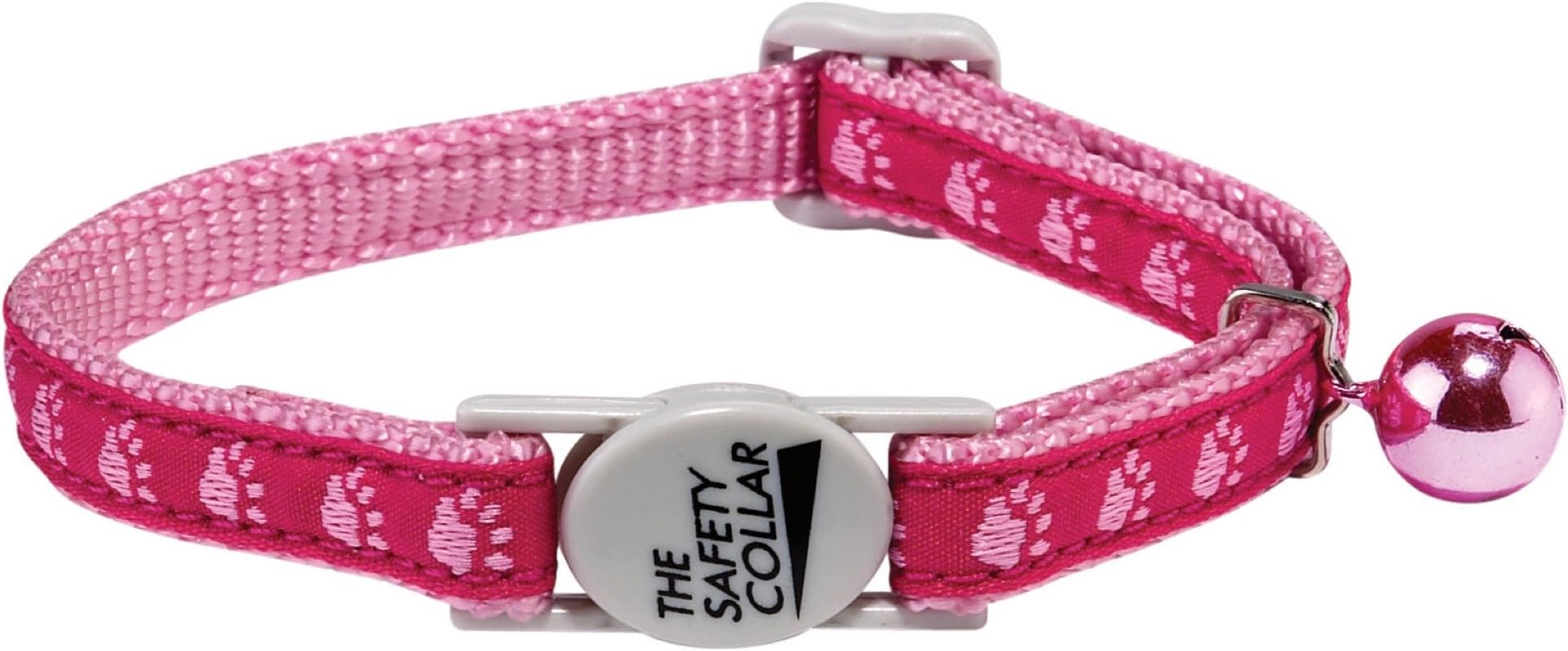 Meow Town Two-Tone Pawprint Cat Collar, 3/8-Inch, Pink