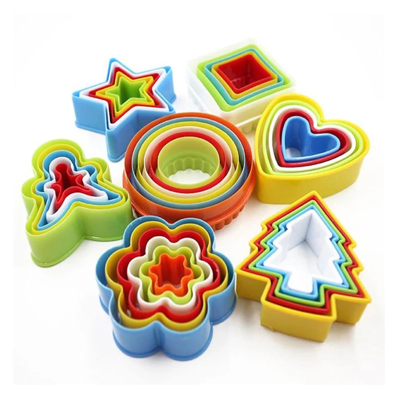 Moules à biscuits en forme d'arbre de noël, en forme de cœur, d'étoile, de piston, for la cuisson de Mousse, décoration de gâteau, outils de bricolage, 5 pièces/ensemble(Heart)