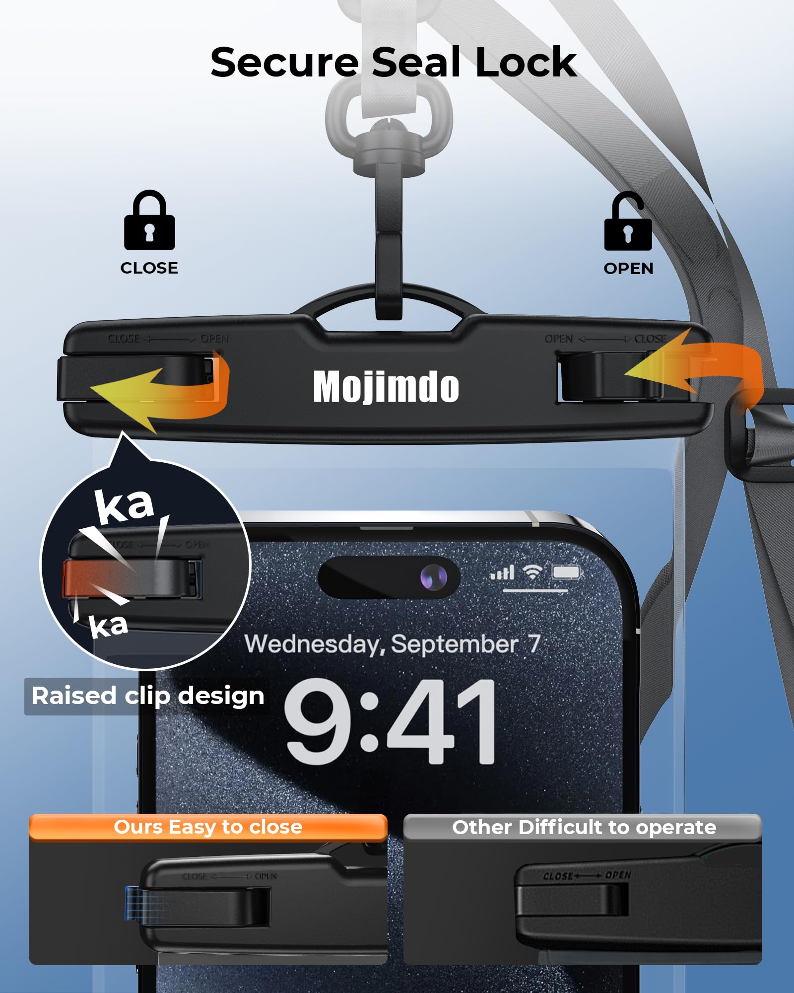 Mojimdo wodoodporne etui na telefon (Czarny+Czarny)