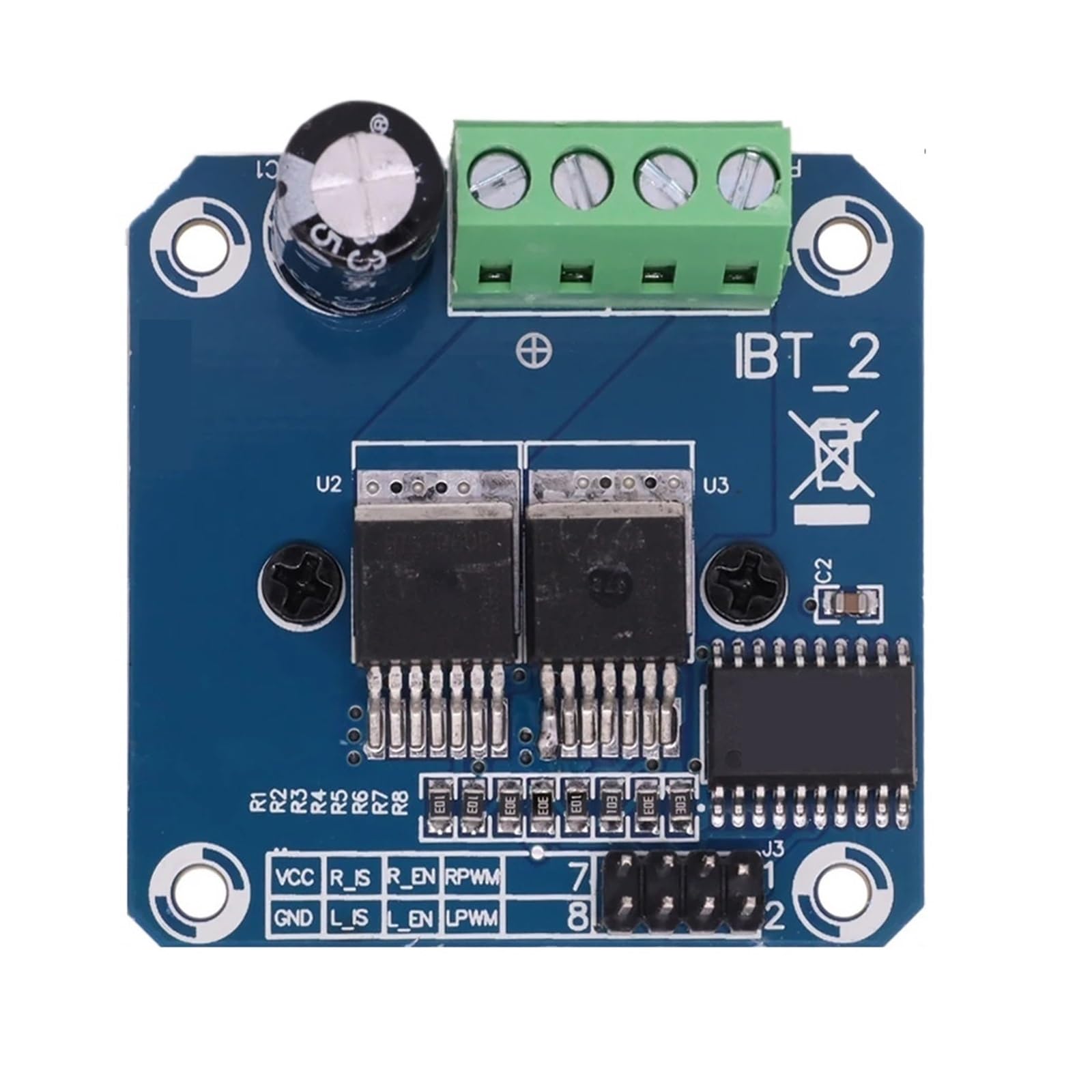 Controlador de motor, Módulo Controlador De Motor Paso A DC 43A, PWM Puente H For Coches Inteligentes, 5 Unidades,Control inteligente