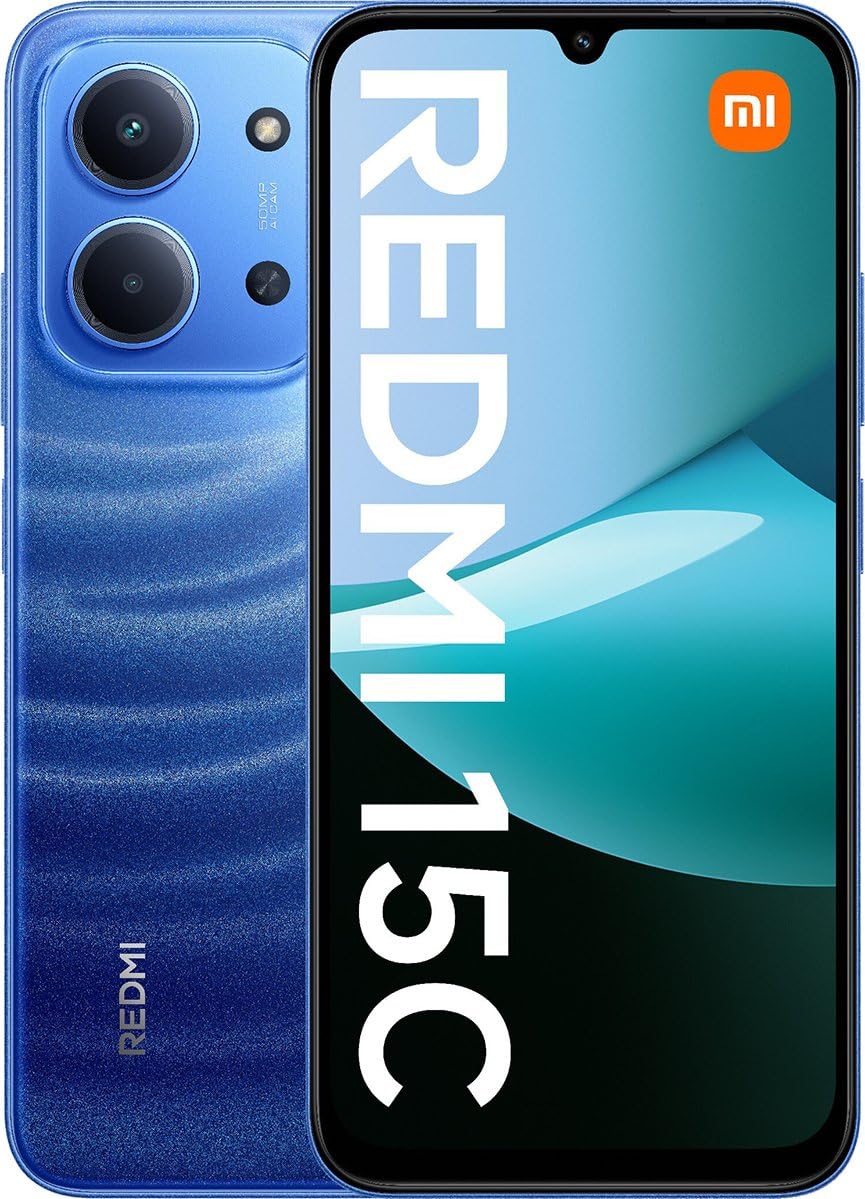 XIAOMI Redmi 15C 4G LTE (Compatible with Tmobile Tello Mint & Global) (128GB + 4GB) Unlocked Dual SIM 6.9" 50MP Model 25078RA3EL (Moonlight Blue)