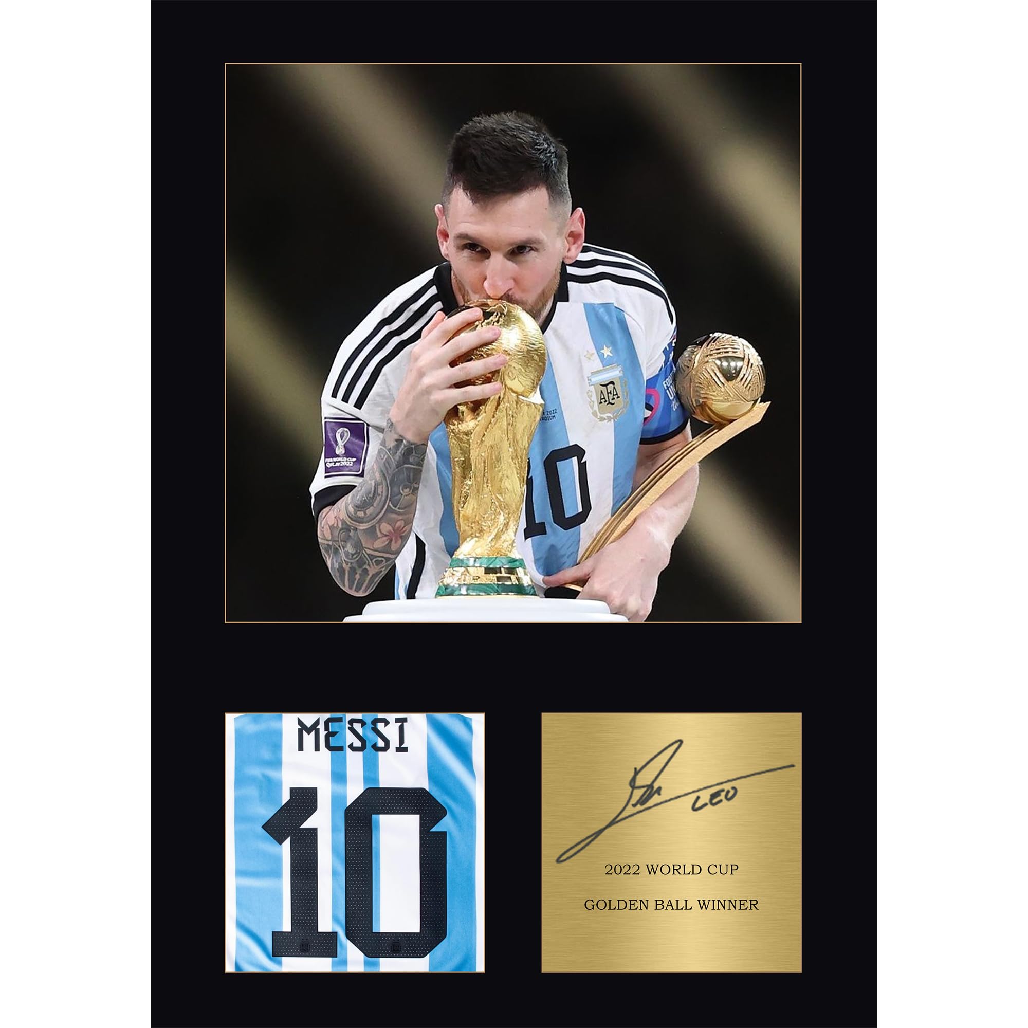 Lionel Messi Gift Signed A4 Print Display Unframed Argentina Gifts Digitally Reproduced Signature Messi Gift For Boys (Framed)