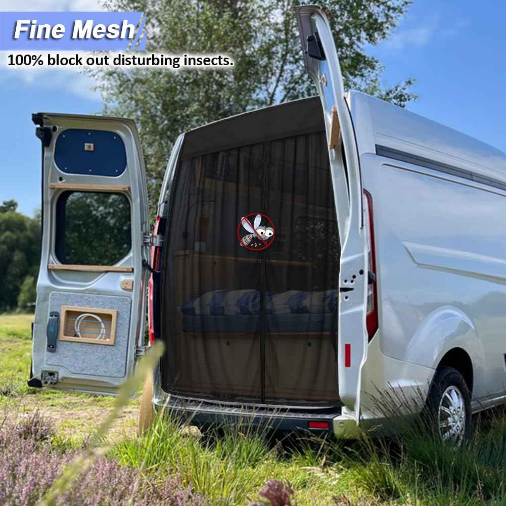 Zanzariera Compatibile con Ford Transit Custom Tetto Alto (H2) per Portellone Posteriore - Zanzariera Magnetica Tenda Parasole contro Insetti e Sole, Rete Ombreggiante Campeggio