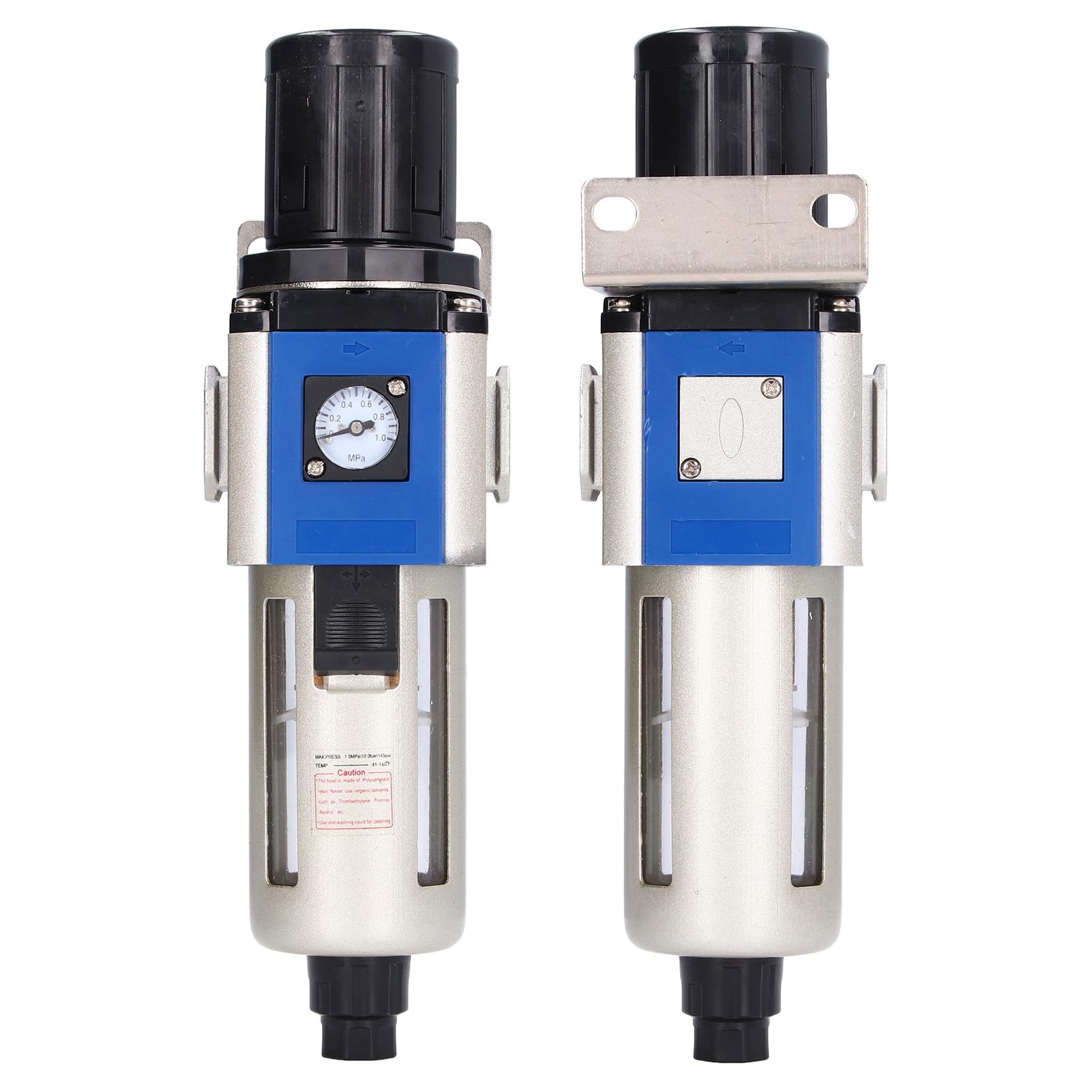 Regulador de Filtro de Aire Comprimido Filtro Regulador de Presión de Aleación de Aluminio 0,05 a 0,9 MPa Tazón de 80 CC Salida Estable Autoblocante para Compresor de Aire Taller Uso