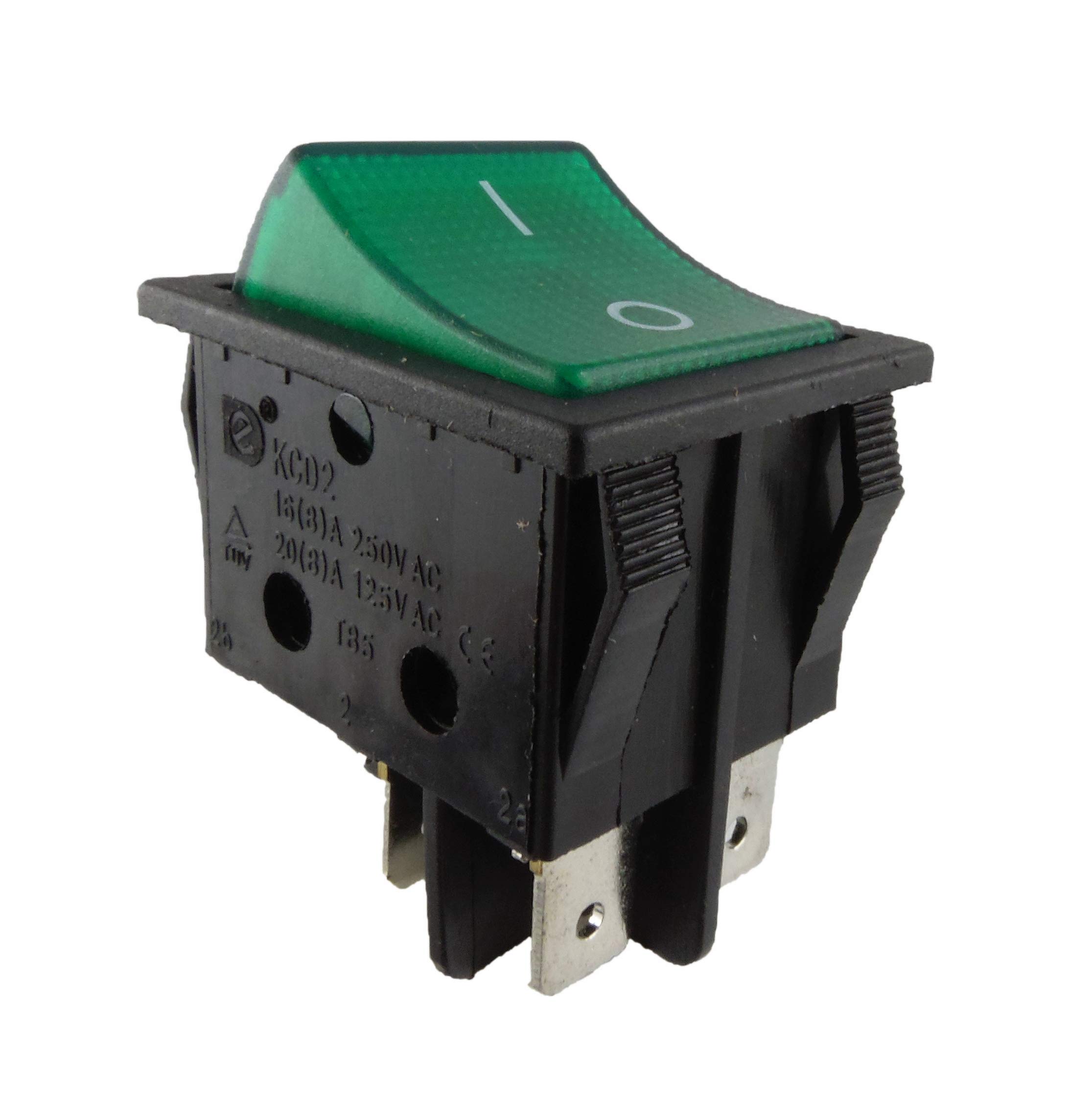 Mwms Grün Recessed Illuminated Rocker Switch 2 Pin (4 Pin) 16 A 250 ~ 28.5 * 21.9 Mm Green