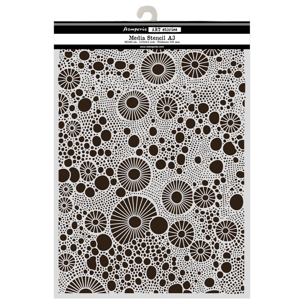 Stamperia Mix Media Art Stencil A3 - All Around Rings KSTDA3017