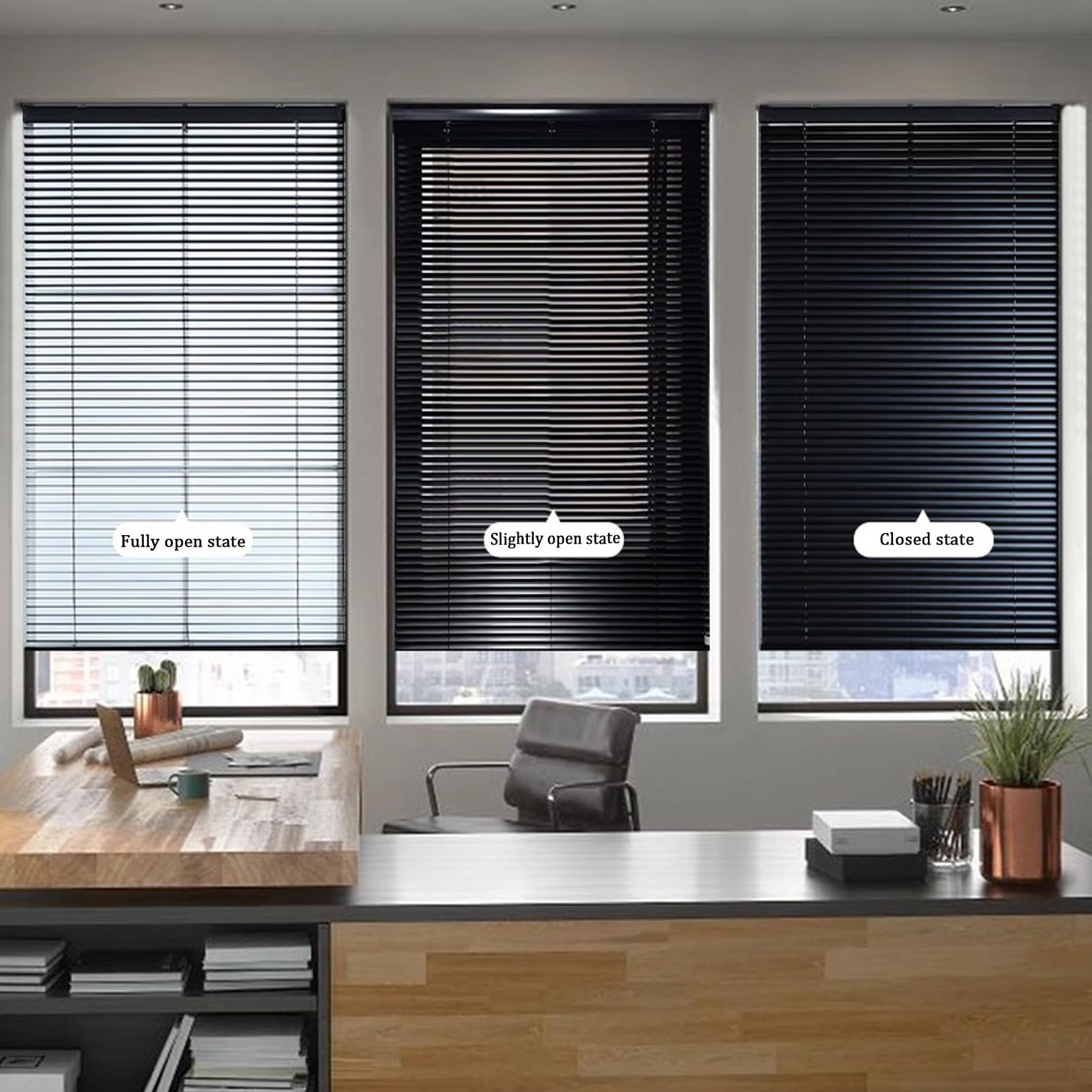 Czarna aluminiowa roleta wenecka, listwa 25 mm, pozioma roleta okienna, regulacja światła, do domu, biura, zasłony zaciemniające, łatwe dopasowanie, szerokość × wysokość (100 x 120 cm)