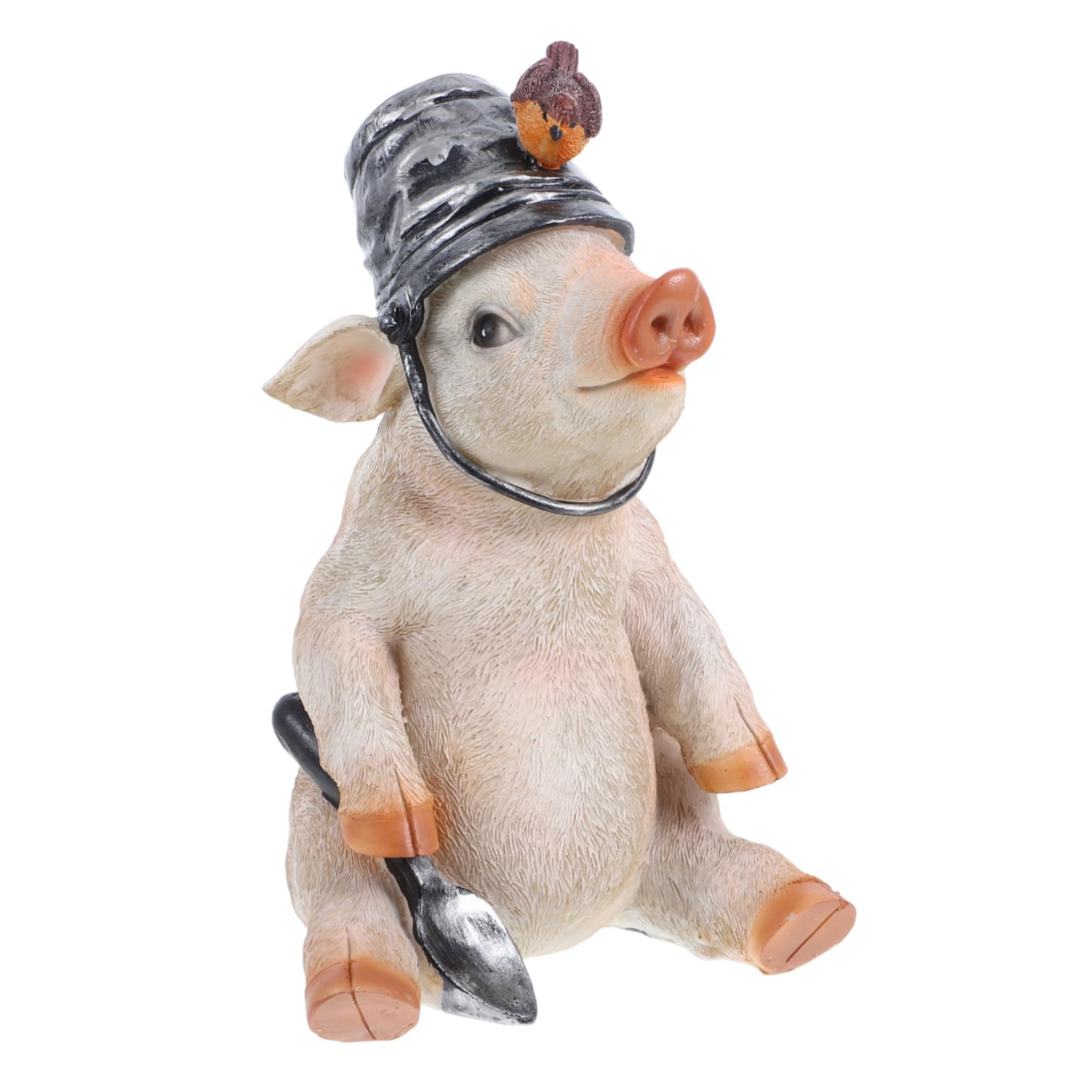 Muiltvoe Ivory Garden Sculpture In Resin Pig Figurines For Garden Outdoor Decoration Pig Statue Ornament