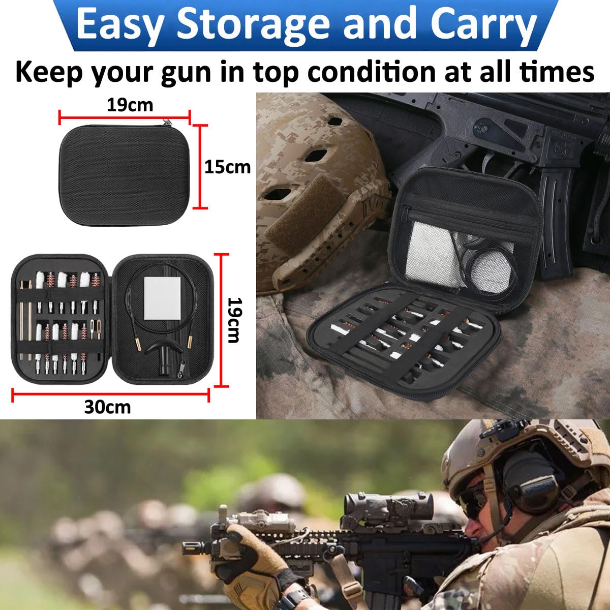 16 Pièces Kit de Nettoyage Pistolet d'entretien Kit de Nettoyage Arme et Pistolet Fusil De Chasse Cleaning Brosse Airsoft Rifle .22Cal .270 .30Cal .38Cal .40Cal .45Cal