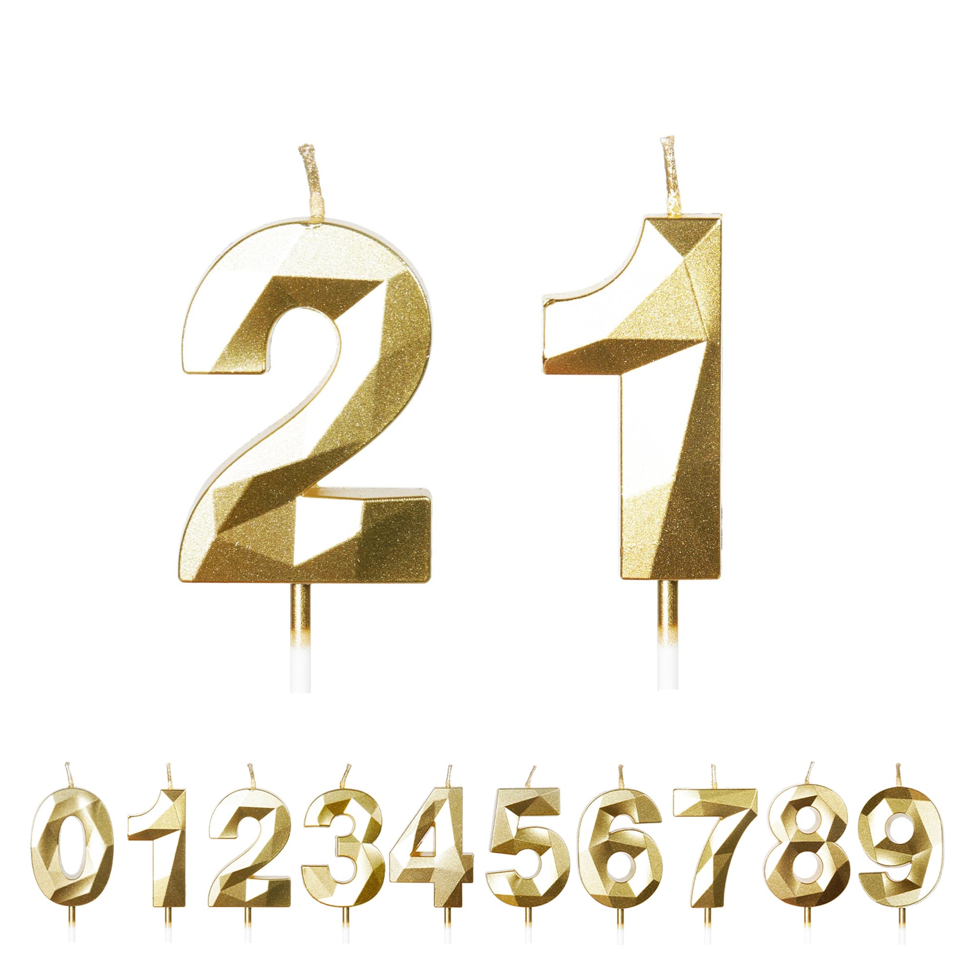 Fuzvol Gold Birthday Cake Candles, Number 21 Candle,Cake Topper Decorations