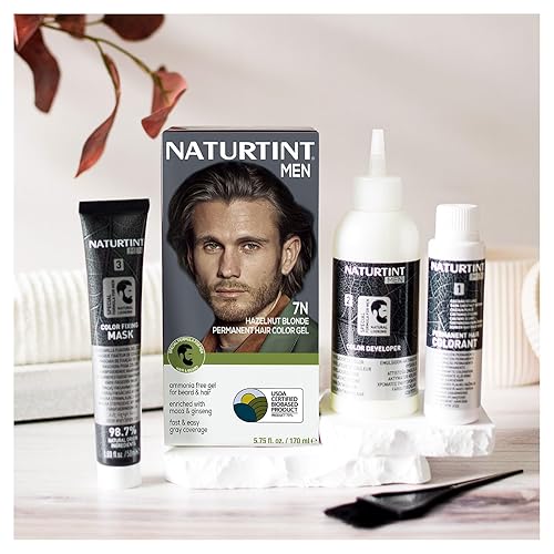 Miniatura 5 de Naturtint Tinte permanente para el cabello para hombre, color rubio avellana 7N para cabello, barba y bigote (paquete de 1), sin amoníaco, cobertura