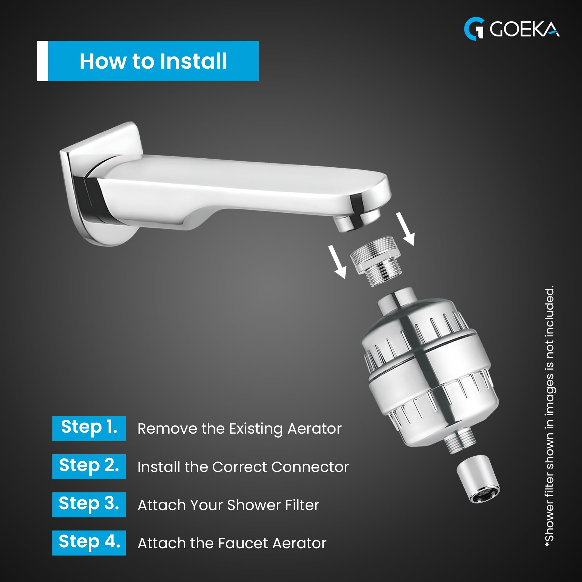 SEABIRD Shower Filter Adapters - Chrome Finish -5 SEABIRD Shower Filter Adapters - Chrome Finish -5