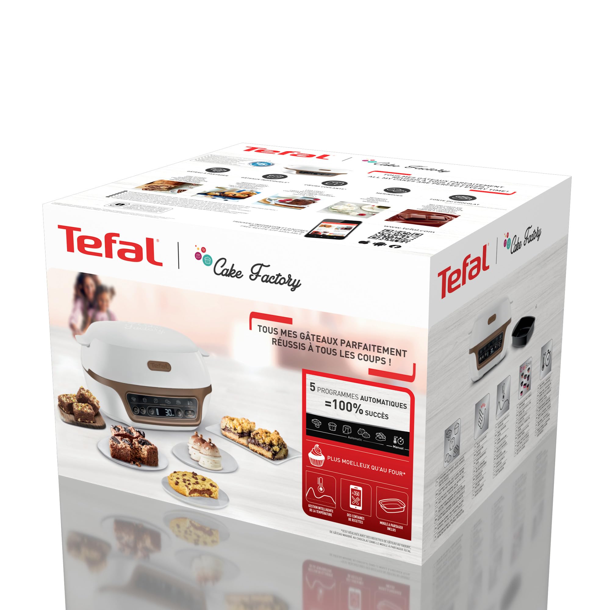 Tefal Cake Factory, Four à gâteaux intelligent, 5 programmes auto + mode manuel, Moules madeleines et donuts inclus, YY5726FG
