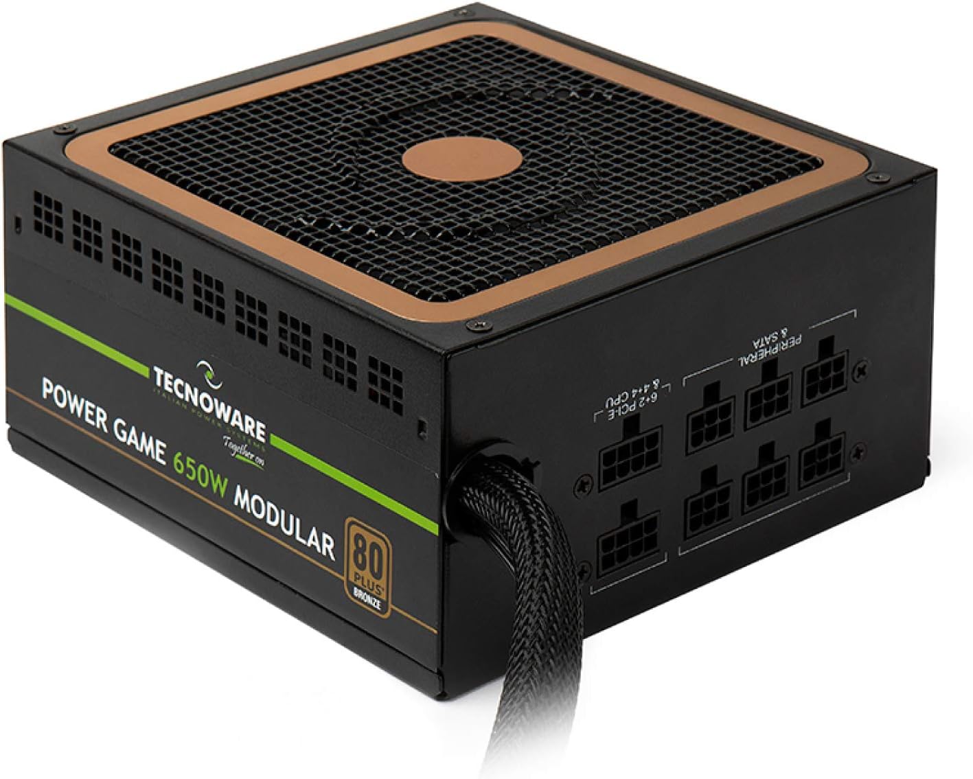 Tecnoware Modular Power Supply 650W for PC Gaming - 80 Plus Bronze Certification with High Efficiency (> 85%) - Ultra Silent Fan