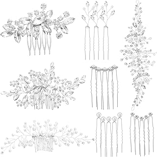 Maitys 44 Pieces Wedding Hair Accessories Faux Pearl Crystal Comb Clips U-shaped Flower Rhinestone