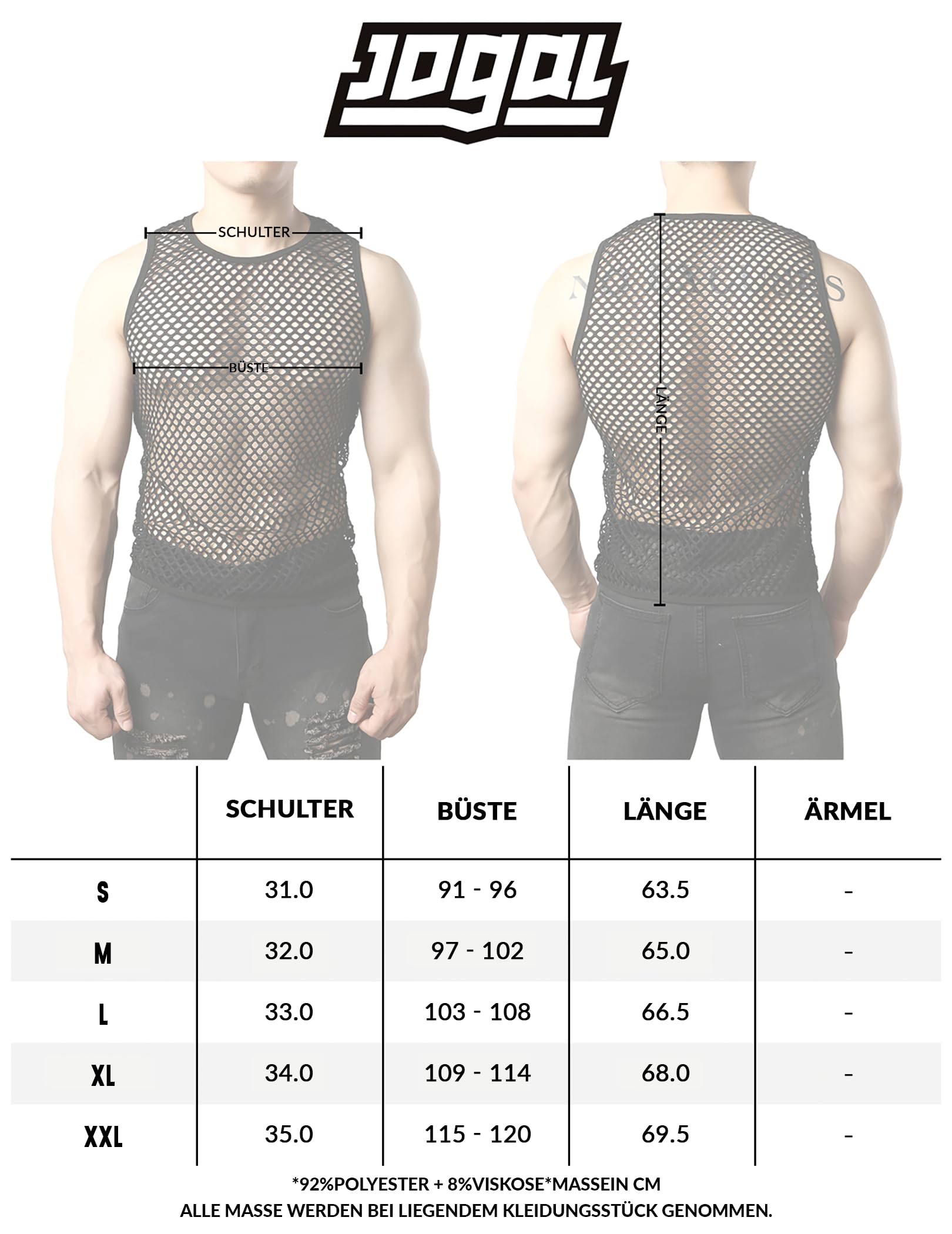 JOGAL Maillot de corps en maille sans manches pour homme