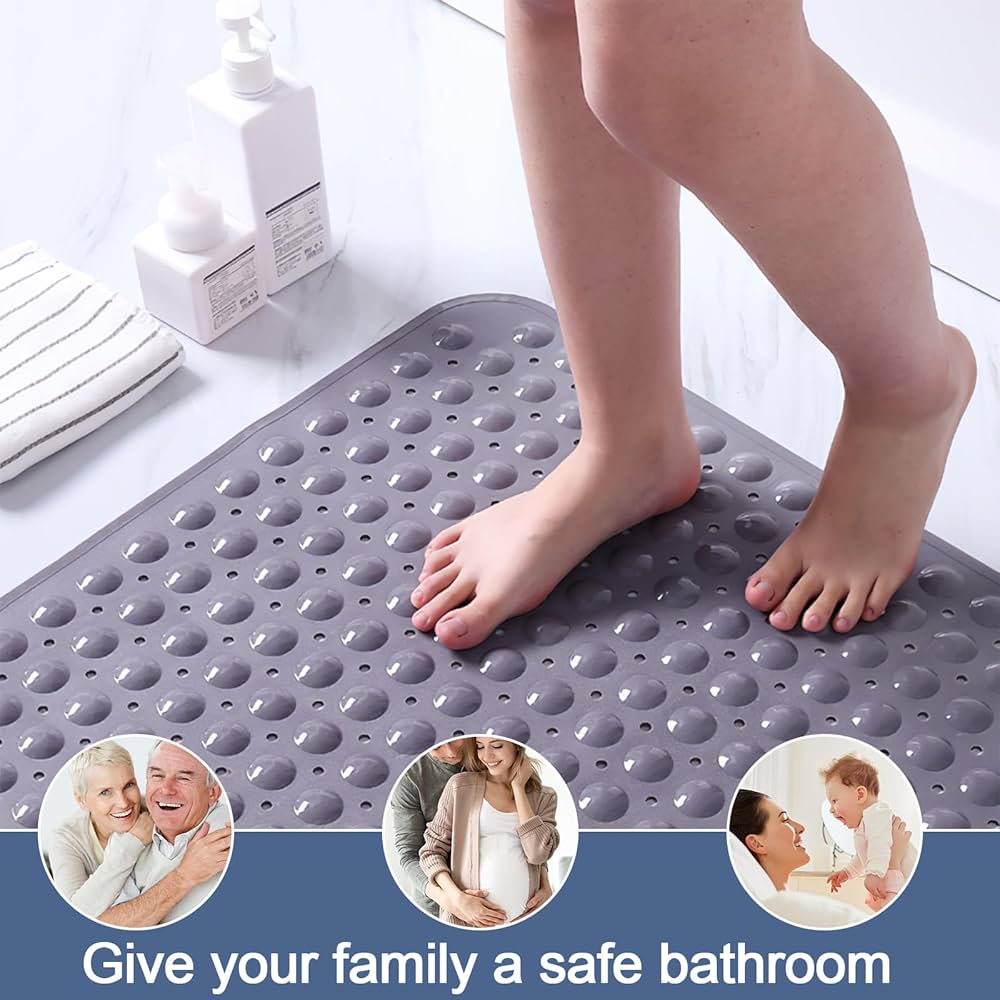 Tappetino Antiscivolo Per Doccia - 70x70 Cm, PVC Senza BPA, Con Ventose, Grigio Trasparente - Foto 2