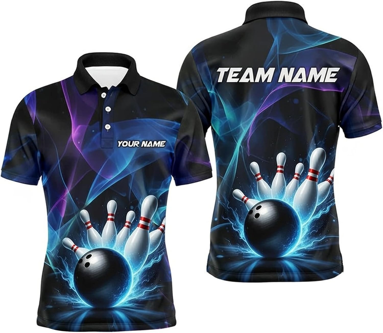 NAZENTI Custom 3D Bowling Polo Shirts, Personalized Bowling Jersey Shirt Unisex, Team Uniforms for Men Women Lovers Players - Image 3