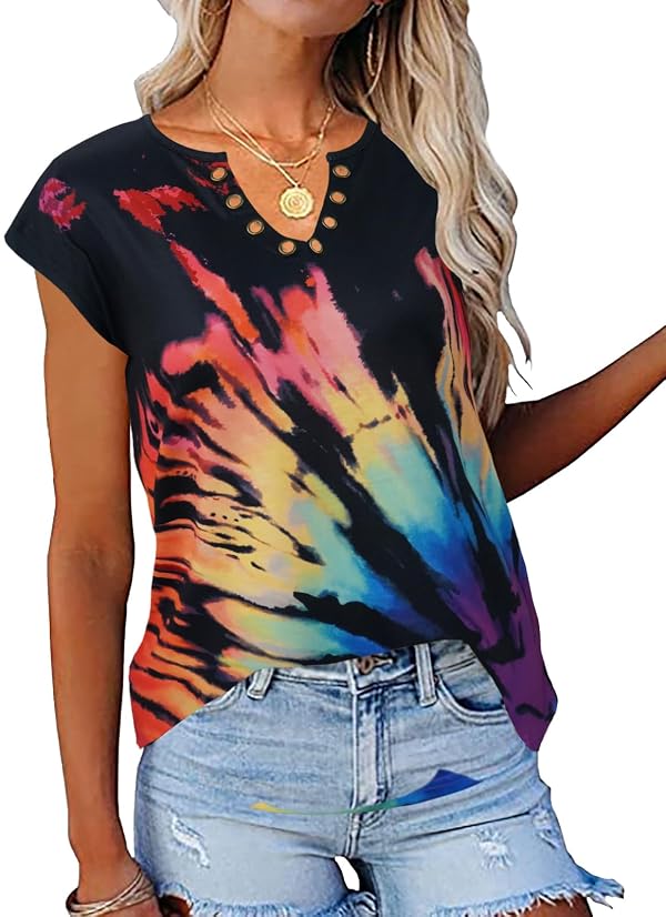 tie dye Shirt Women neon Shirts Hippie Tops Reggae Clothing Rainbow Graphic tees S by Zyyfly - Used condition - Image 2