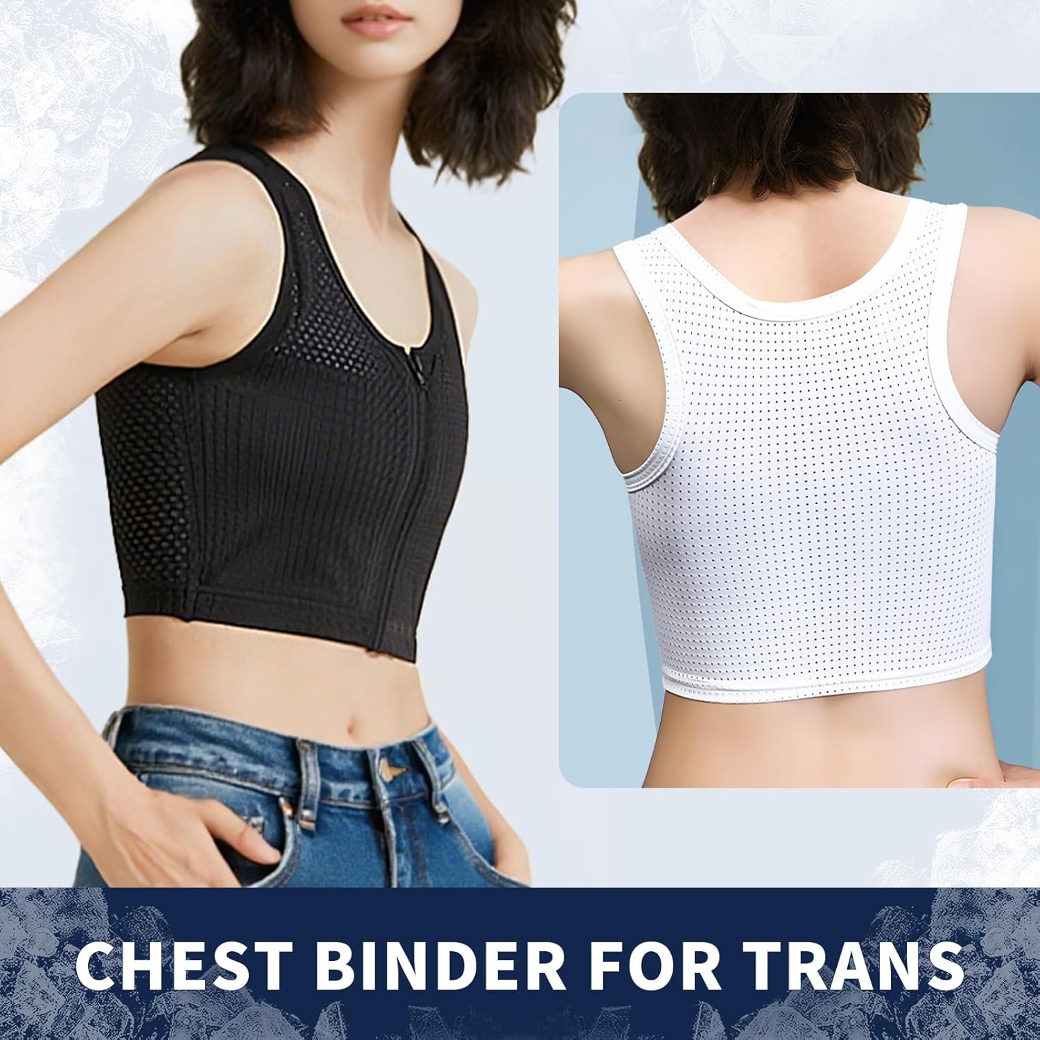 Chest Binder for Transgender FTM Zip Up Binder Breathable Breast Cool Fabric Tank Top - Image 5