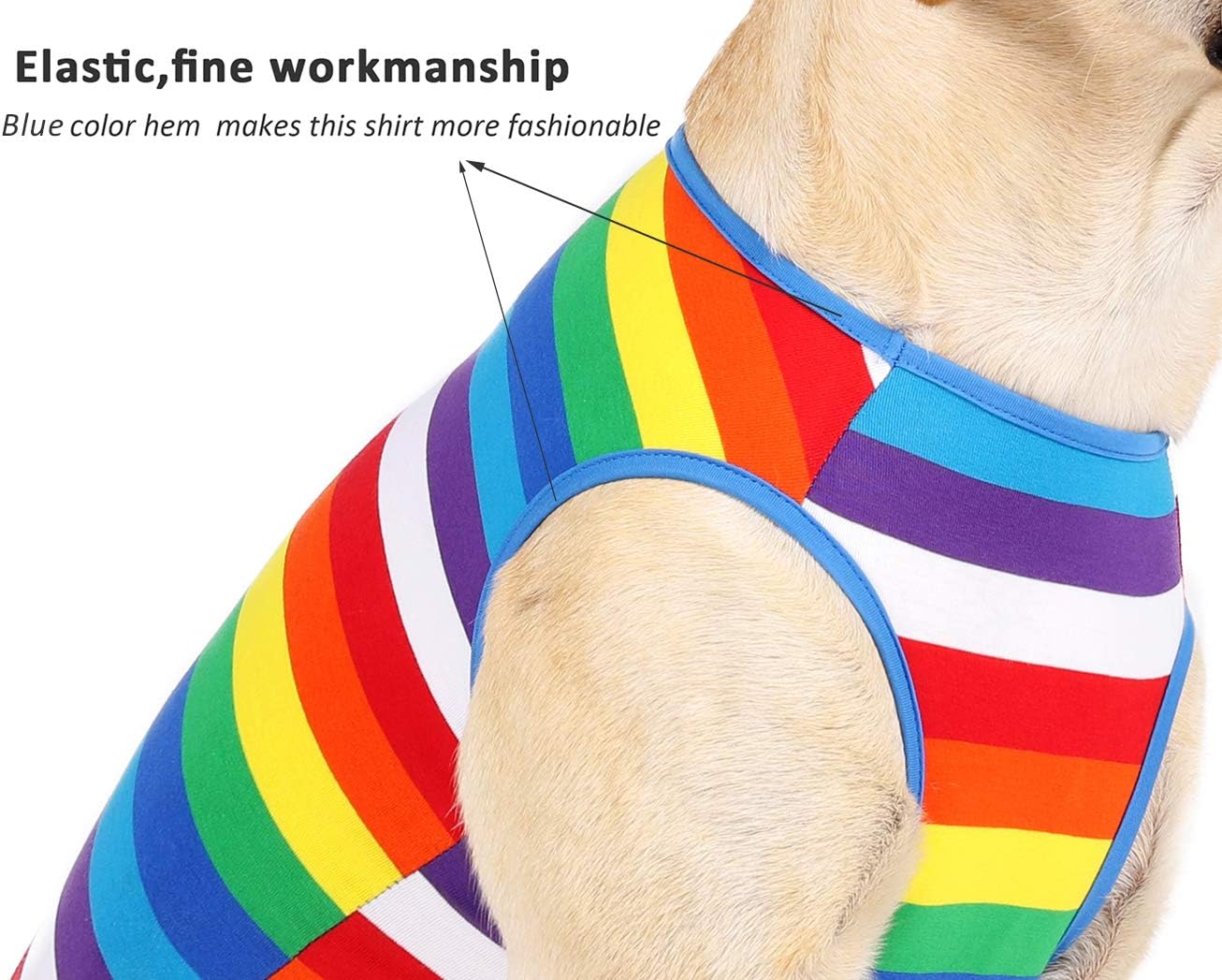 Uvoguepaw Dog Shirts Rainbow Striped Clothes for Small Medium Large Dogs,XS