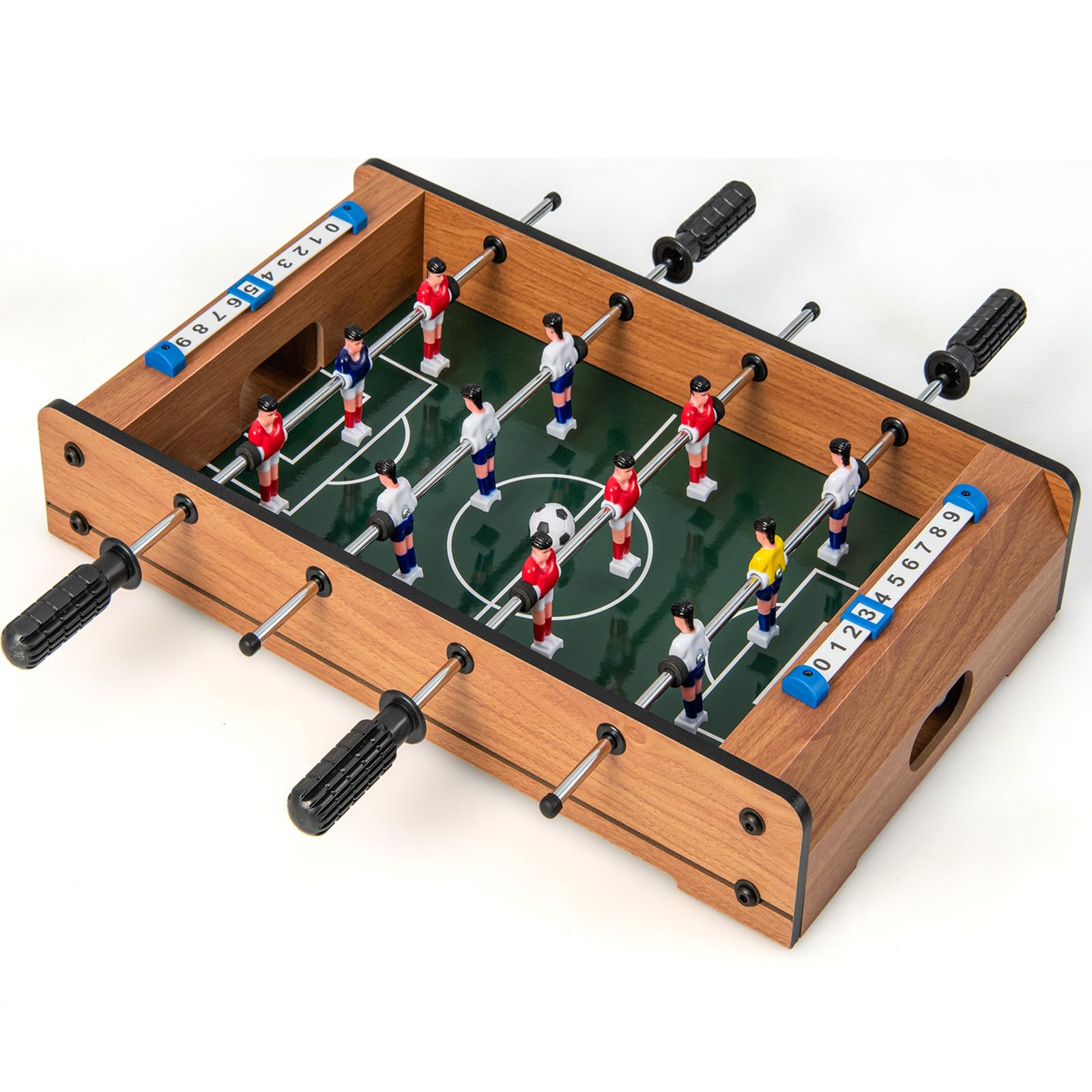 COSTWAY Mini Calcio Balilla, Calcetto da Tavolo Salvaspazio con Maniglie 2 Palloni, Segnapunti, Biliardino per Bambini e Adulti, Feste e Casa, 51 x 30,5 x 9 cm