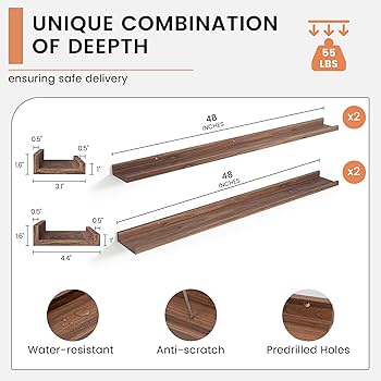 Amazon.com: FLYJOE 48 Inch Walnut Modern Wall-Mounted Wooden