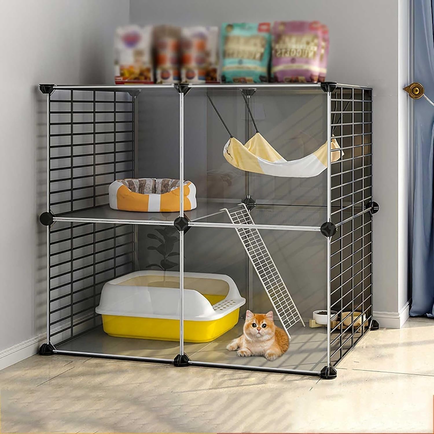 Cat Cage Indoor,Large Cat Cage Cat Enclosures Detachable DIY Cat Playpen Small Animals Cages,Large Exercise Place Ideal for Small Pet Cat Puppy,72x37x72cm-B