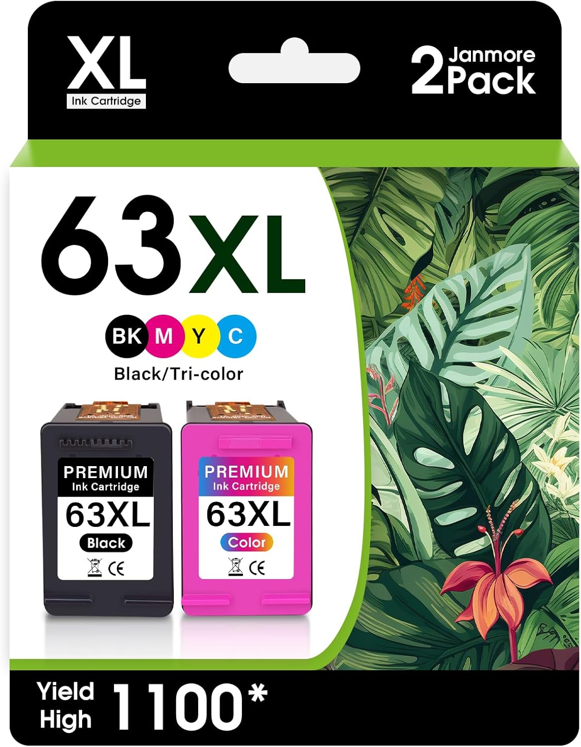 63XL Black and Color Ink Cartridge Combo Pack High Yield Compatible for HP Ink 63XL Ink Cartridges Work for OfficeJet 3830 4650 4655 5255 5258 5200 3833 Envy 4520 4512 DeskJet 1112 2130 3630 Printer