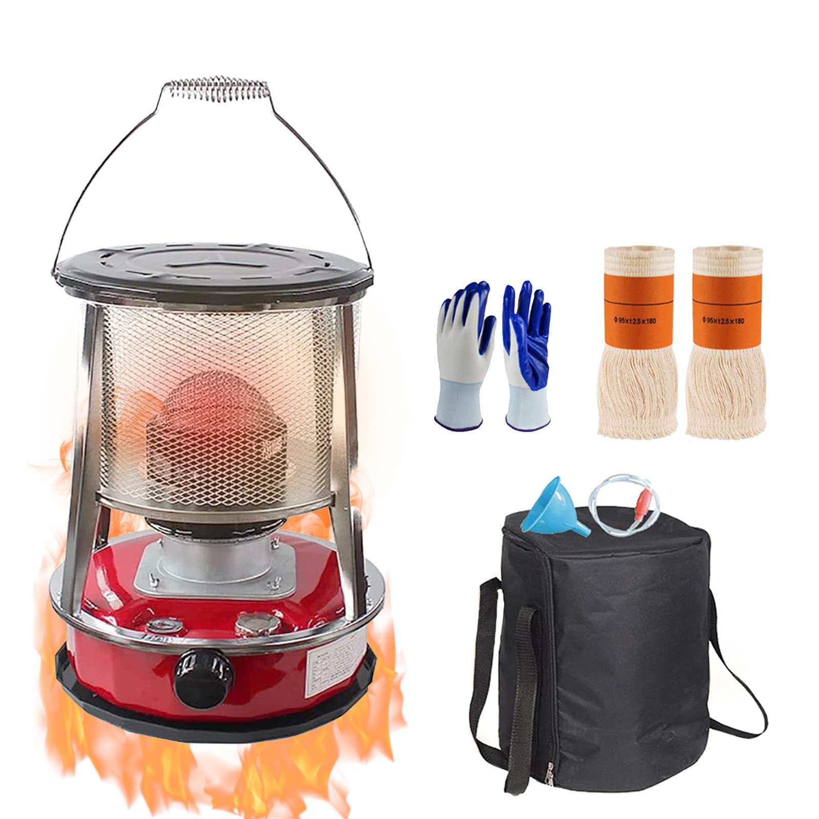 Poêle À Pétrole pour Pièces Intérieures,Chauffage Sans Electricite Chauffage à pétrole avec 2 mèche pour Intérieur Camping Randonné,Réservoir de 4,6 l Jusqu'à 16 m²