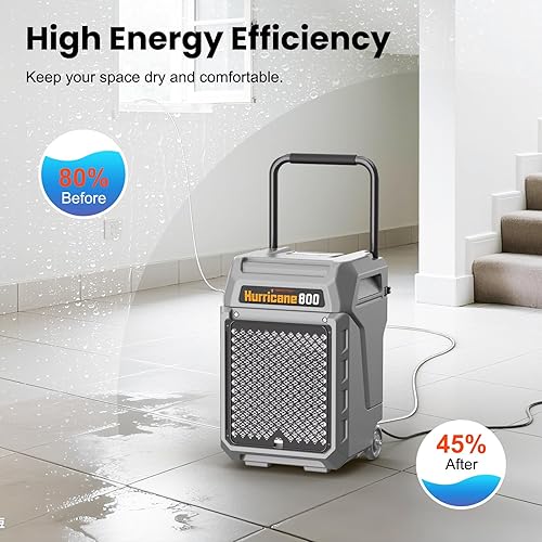 Miniatura 4 de Abestorm Deshumidificadores comerciales de 170 pintas con bomba y manguera de drenaje, deshumidificador industrial portátil para restauración de